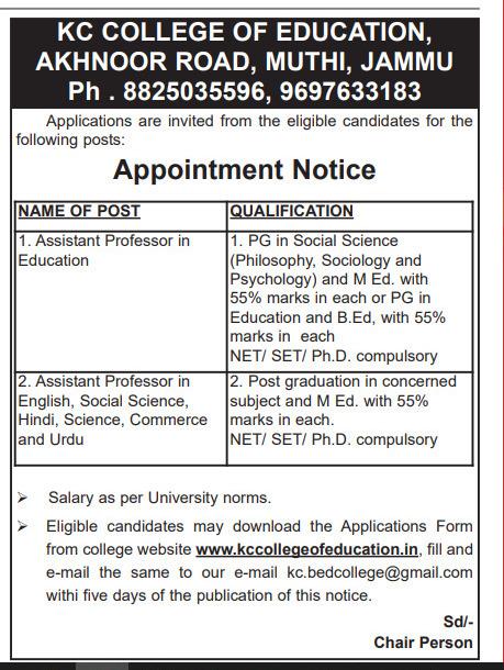 Appointment Notice in State Times